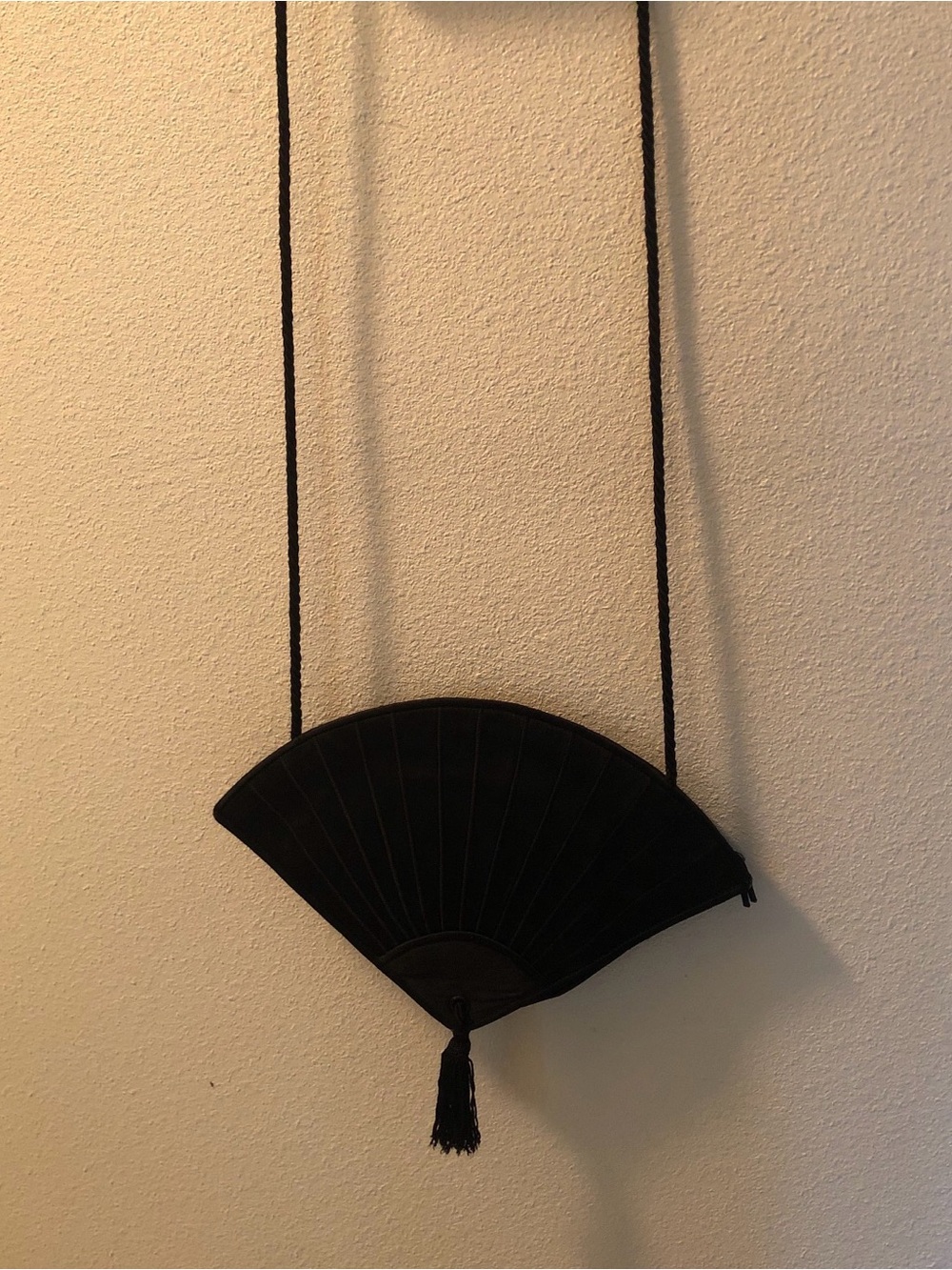 Fendi Black Fan-Shaped Clutch with Tassel Crossbody